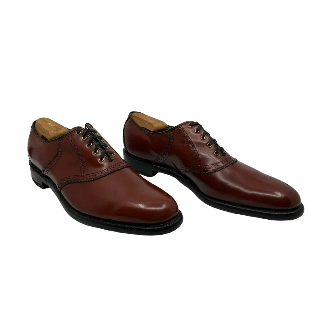 Hanover Men Vintage Mahogany Leather Saddle Oxford Dress Shoes 15 AA Made in USA